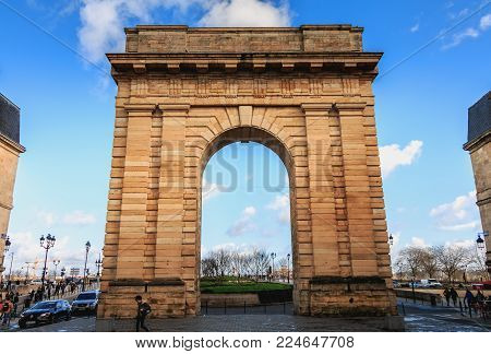 Architectural Detail Of The Burgundy Gate In Bordeaux