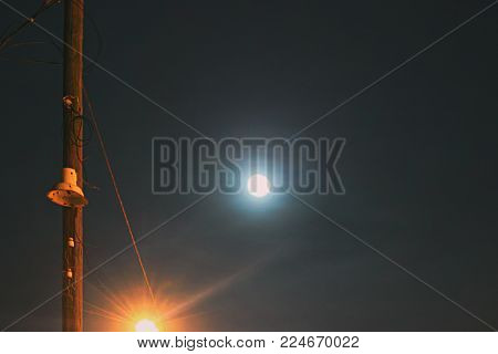 The Moon In The Night Sky On A Super Moon