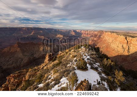Grand Canyon National park above the Little Colorado River on the southern rim. World famous destination located in northern Arizona.