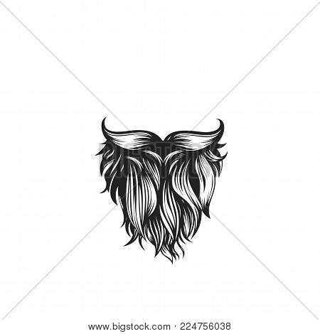Black curly beard with mustache on white background vector illustration design.