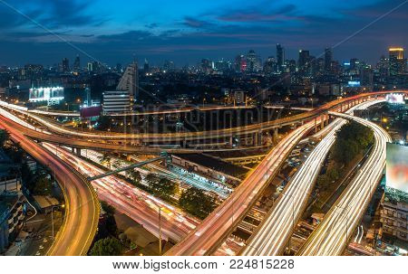 Landscape Bangkok City  Expressway transportation traffic light