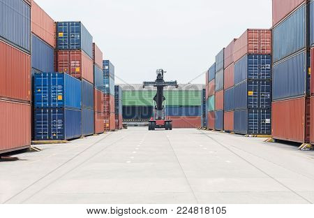 Container yard with forklift shipping logistic  business