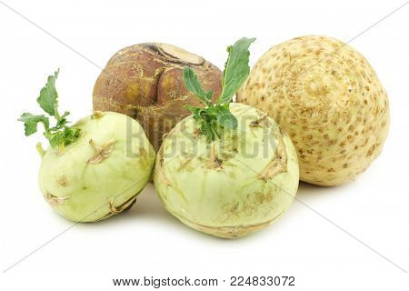 mixed rootvegetables on a white background