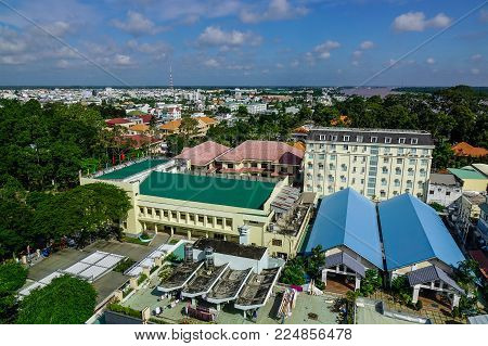 Long Xuyen, Vietnam - Sep 1, 2017. Business District Of Long Xuyen, Vietnam. Long Xuyen Is The Secon