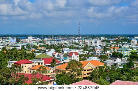 Aerial View Of Long Xuyen, Vietnam