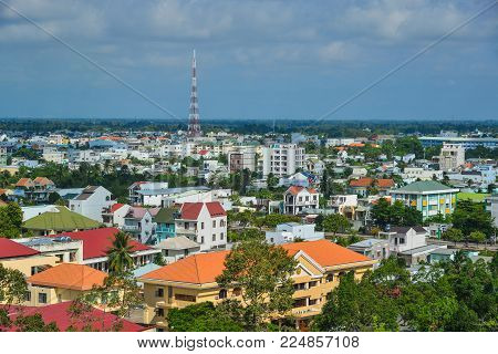 Aerial View Of Long Xuyen, Vietnam