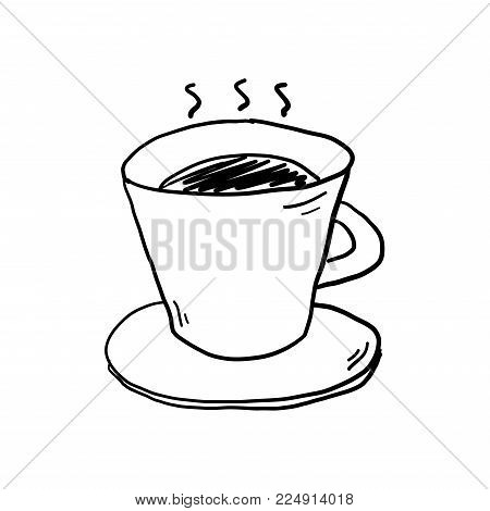 Isolated coffee cup doodle vector hand drawn illustration