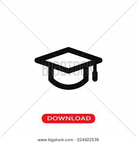 Mortarboard icon vector in modern flat style for web, graphic and mobile design. Mortarboard icon vector isolated on white background. Mortarboard icon vector illustration, editable stroke and EPS10. Mortarboard icon vector simple symbol for app, logo, UI