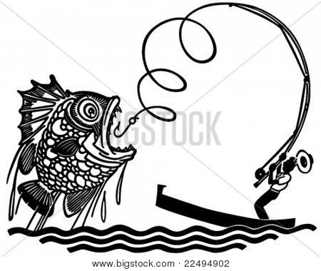 Büyük balık - Retro Clipart illüstrasyon insan