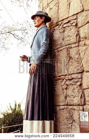 BARCELONA, SPAIN - 13 JANUARY 2018: The architectural complex Poble Espanyol of the traditional architecture of the country. Created in 1929 for an international exhibition held in Barcelona.