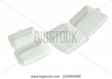 little and big foam box for packing food on white background