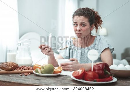 Green-eyed Woman Suffering From Common Allergens In Food