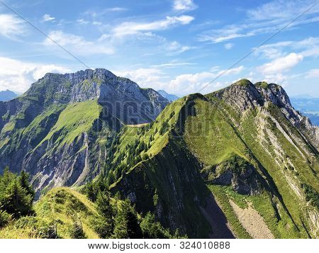 Schiberg And Bockmattlistock Mountains Above The Oberseetal Valley And In The Glarus Alps Mountain M