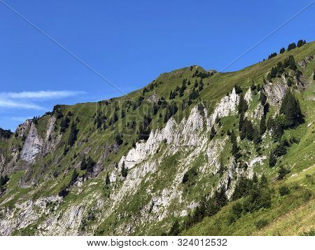 Bockmattlistock Mountain Above The Oberseetal Valley And In The Glarus Alps Mountain Masiff, Nafels 