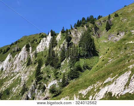 Bockmattlistock Mountain Above The Oberseetal Valley And In The Glarus Alps Mountain Masiff, Nafels 