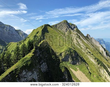 Bockmattlistock Mountain Above The Oberseetal Valley And In The Glarus Alps Mountain Masiff, Nafels 