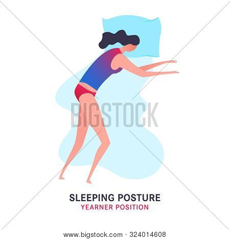Sleeping Position. Good Night Concept. Modern Icon In A Flat Style. Editable Vector Illustration In 
