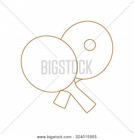 Vector Illustration With Sports Equipment For Table Tennis. Two Crossed Ping Pong Rackets And Ball. 