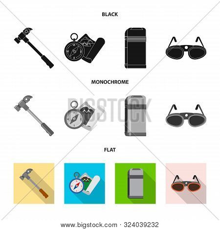 Vector Illustration Of Mountaineering And Peak Logo. Set Of Mountaineering And Camp Stock Vector Ill