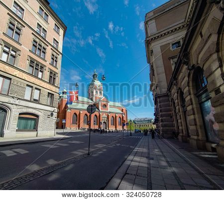 St Jacobs Kyrka, Saint James Church, A Colorful Church In Stockholm, Sweden, 2019.
