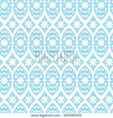 Vector Pastal Blue Geometric Flower Shape Seamless Pattern Background