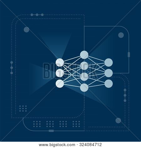 Artificial Intelligence, Deep Learning, Machine Learning Design Concept. Neural Network With Circle 