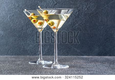 Two Glasses Of Martini Cocktail