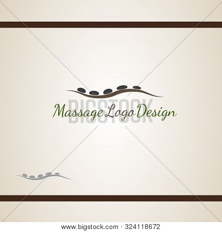 Vector Logo Design For Massage With Spa Hot Lava Stones On Body. Simple Design.