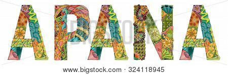 Word Apana. Vector Zentangle Object For Decoration