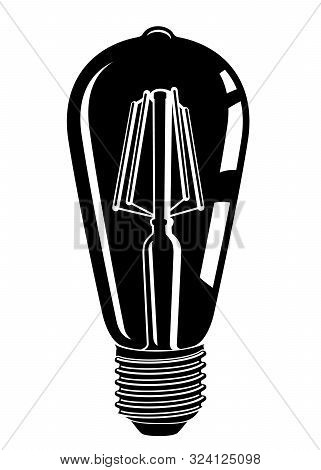 Retro Watt Bulbs. Steampunk Light Lamp Simple Style, Vintage Vector Lamp, Interior Decoration Lightb
