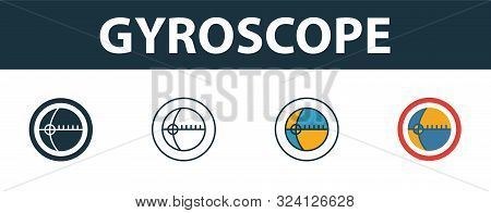 Gyroscope Icon Set. Premium Symbol In Different Styles From Sensors Icons Collection. Creative Gyros
