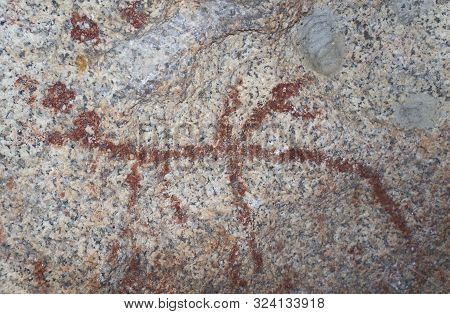 Prehistoric Schematic Paintings Inside Granite Boulder At Natural Monument Of Los Barruecos, Extrema