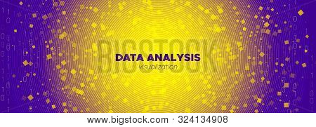 Vector Big Data. Multicolor Technology Illustration. 3d Digital Particles. Matrix Number. Big Data A