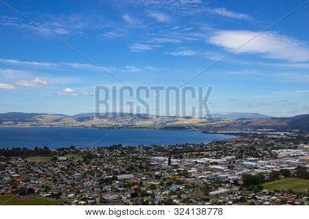 Aerial View Of Rotorua Lake And Town