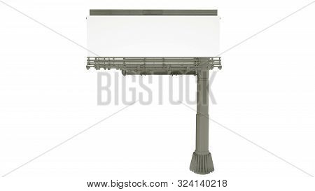 3d Rendering Blank Billboard On White Background.