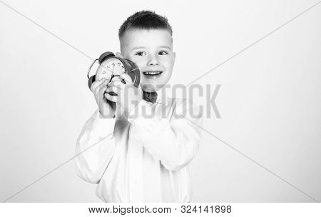 Time Management. Morning. Little Boy With Alarm Clock. Time To Relax. Party Time. Businessman. Forma