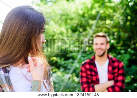 Beautiful People. Man Hipster Falling In Love Pretty Girl. Casual Meeting. Love From First Sight. If