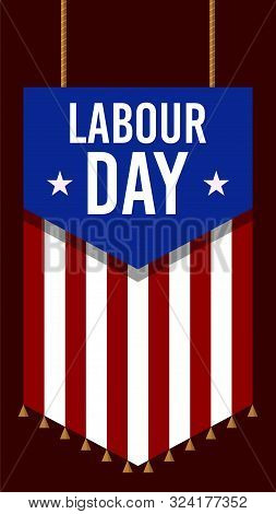 American Or Usa Labour Days Banner In Badge Style