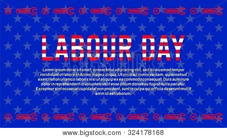 American Or Usa Labour Days Banner With Wrench And Nut Ornament