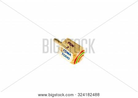 Traditional Pirinola Mexican Handmade Wooden Toy With Titles In Spanish 