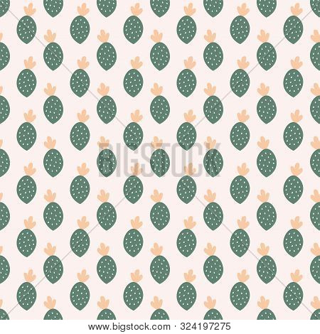 Pink Seamless Pattern With Blooming Cacti.
Tiny Cacti Pattern.