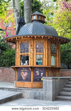Tbilisi, Georgia - April 24, 2017: Street Snacks Kiosk In Old Town Of Tbilisi, Geogria