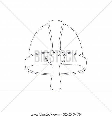 One Continuous Single Drawn Line Art Doodle Medieval Viking Metal Helmet . Isolated Image  Hand Draw