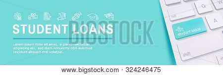 Student Loans Icon Set And Graduation Web Header Banner