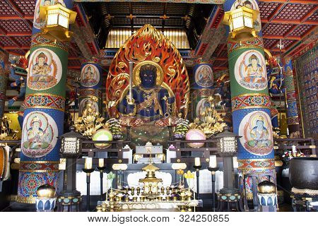 Fudo Myoo Statue Or Acala In Daitou Or Great Peace Pagoda For Japanese People Visit And Praying Of N