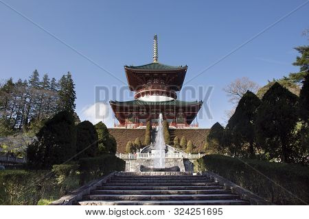 Japanese People And Foreigner Traveler Walking Visit And Praying In Daitou Or Great Pagoda Of Narita