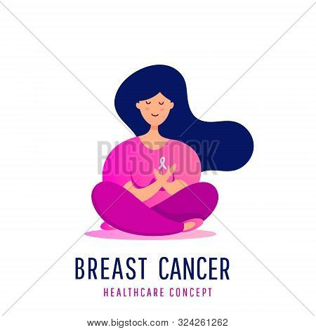 Support Girl Breast Cancer Awareness Background. Bright Brest Cancer Medical Banner.