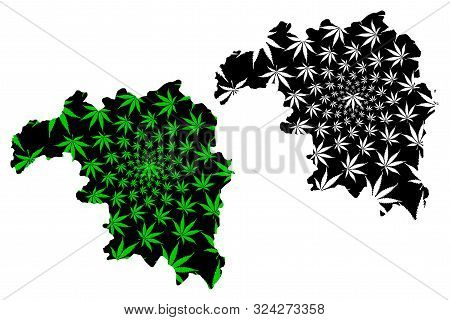 Kaduna State (subdivisions Of Nigeria, Federated State Of Nigeria) Map Is Designed Cannabis Leaf Gre