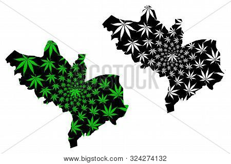 Kogi State (subdivisions Of Nigeria, Federated State Of Nigeria) Map Is Designed Cannabis Leaf Green