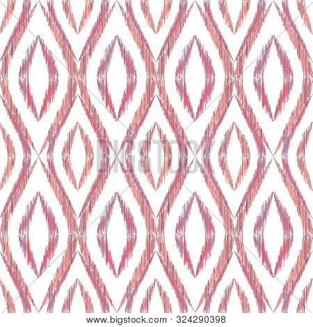 Ikat Ogee Seamless Vector Pattern Illustration. Ethnic Fabric Print Geometric Ikat Pattern. Minimal 